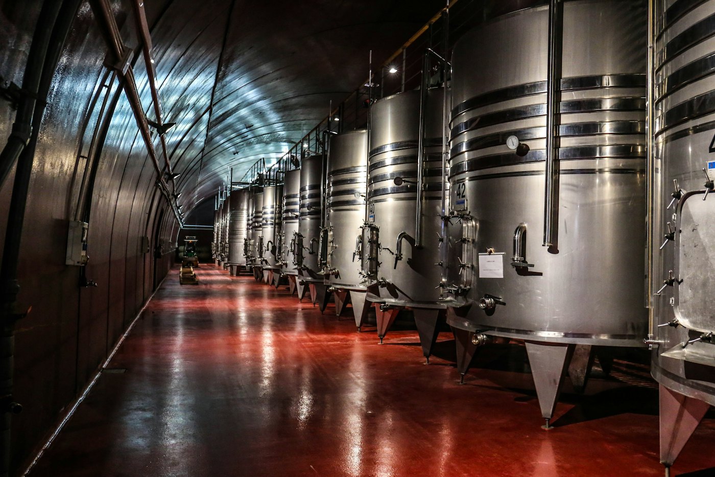 Fermentation tanks resting in the cellar